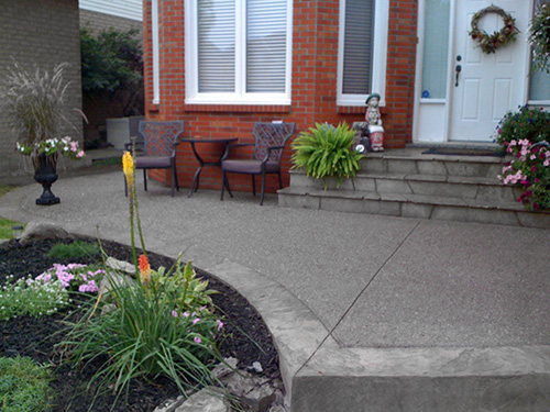 Exposed aggregate steps and sidewalk with border Hamilton ON