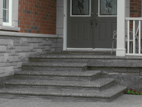 Exposed aggregate stairs and porch Hamilton ON