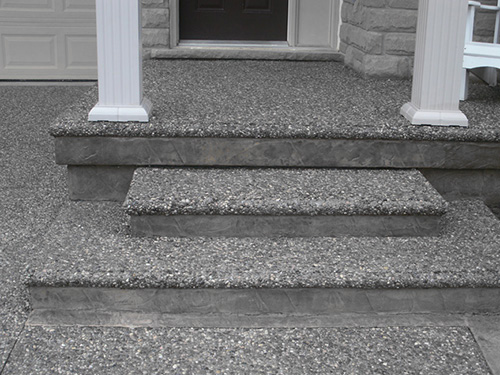 Exposed aggregate steps and driveway with border Hamilton ON