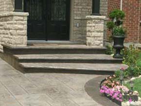 Colour stamped driveway with border and steps Hamilton ON