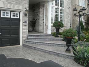 Stamped concrete steps and driveway border Hamilton ON