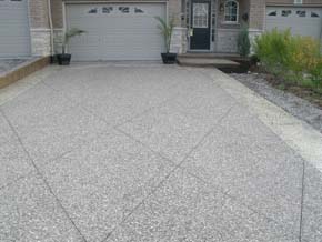 Exposed aggregate driveway with border Hamilton ON