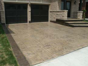 Coloured stamped concrete driveway and steps Hamilton ON